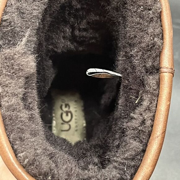 Ugg Brown Suede Leather Shearling Lined Short Boots 5263 Women's Size 4 - Picture 8 of 9